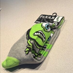 Gray and Green Crew Socks